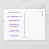 ラベンダーの結婚式の日付を保存 案内ポストカード (裏面)