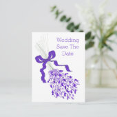 ラベンダーの結婚式の日付を保存 案内ポストカード (スタンド正面)