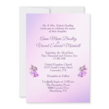 ラベンダーの結婚式の鐘の招待状