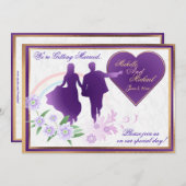 ラベンダーの結婚式招待状の虹そして陰 招待状 (正面/裏面)