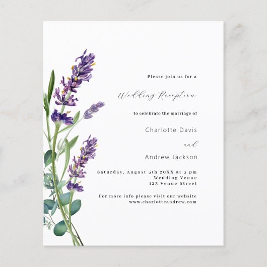 ラベンダーの緑の紫色の予算の結婚式のレセプション (正面)