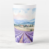 ラベンダーの美しい畑の芸術 カフェラテマグ (正面)