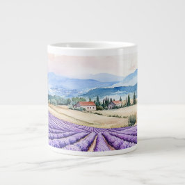 ラベンダーの美しい畑の芸術 ジャンボコーヒーマグカップ