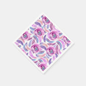 ラベンダーの羽と花 スタンダードカクテルナプキン (角)