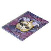 ラベンダーの羽のあるベネチアンマスク ノートブック (左側)