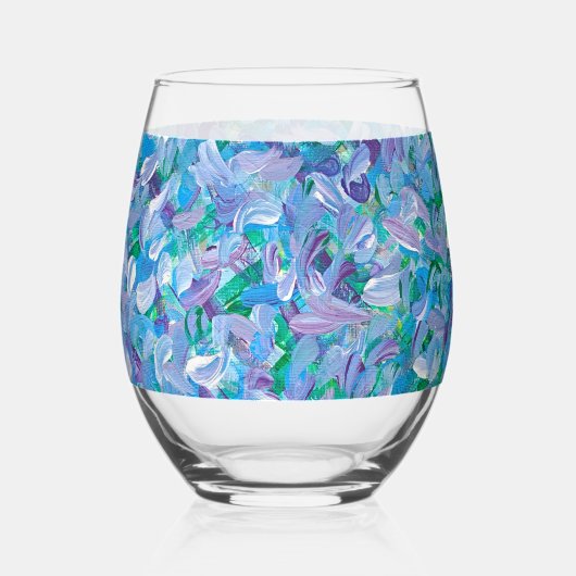 ラベンダーの羽 ステムなしワイングラス (正面)