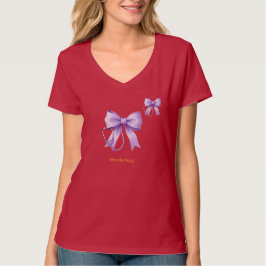 ラベンダーの聴診器リボンアート Tシャツ