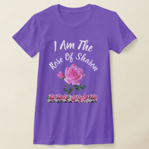 ラベンダーの背景にピンクのバラ女性用Tシャツ Tシャツ