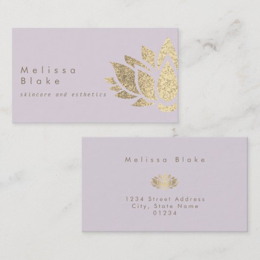 ラベンダーの背景スキンケアとエステ 名刺 (正面/裏面)