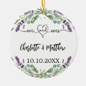 ラベンダーの花々はミセス・ニュー結婚スと名づけている セラミックオーナメント (正面)