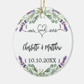 ラベンダーの花々はミセス・ニュー結婚スと名づけている セラミックオーナメント (左)