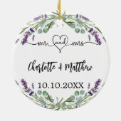 ラベンダーの花々はミセス・ニュー結婚スと名づけている セラミックオーナメント (裏面)