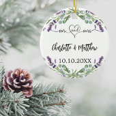 ラベンダーの花々はミセス・ニュー結婚スと名づけている セラミックオーナメント