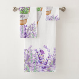 ラベンダーの花かご パーソナライズ プラムグリーン バスタオルセット