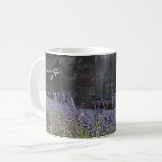 ラベンダーの花とオールドウッドシェッド コーヒーマグカップ (正面左)