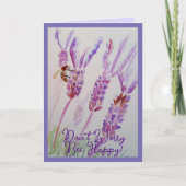 ラベンダーの花とビー絵画ハッピーズ カード (正面)