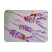 ラベンダーの花とミツバチの水彩アート マグネット (横)