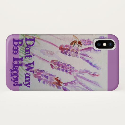 ラベンダーの花とミツバチの水色が幸せ Case-Mate iPhoneケース (裏面(横))