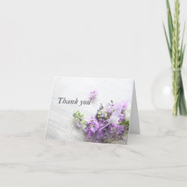 ラベンダーの花と楽譜感謝してい付き サンキューカード