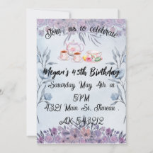 ラベンダーの花と湯飲みのお茶の誕生日