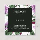 ラベンダーの花と緑の葉継ぎ目のパター スクエア名刺 (裏面)