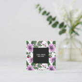 ラベンダーの花と緑の葉継ぎ目のパター スクエア名刺 (スタンド正面)