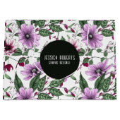 ラベンダーの花と緑の葉継ぎ目のパター ラージペーパーバッグ (正面)