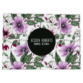 ラベンダーの花と緑の葉継ぎ目のパター ラージペーパーバッグ (裏面)