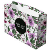 ラベンダーの花と緑の葉継ぎ目のパター ラージペーパーバッグ (裏面アングル)