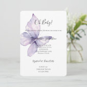ラベンダーの花と蝶のベビーシャワー 招待状 (スタンド正面)