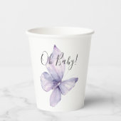 ラベンダーの花と蝶のベビーシャワー 紙コップ (正面)