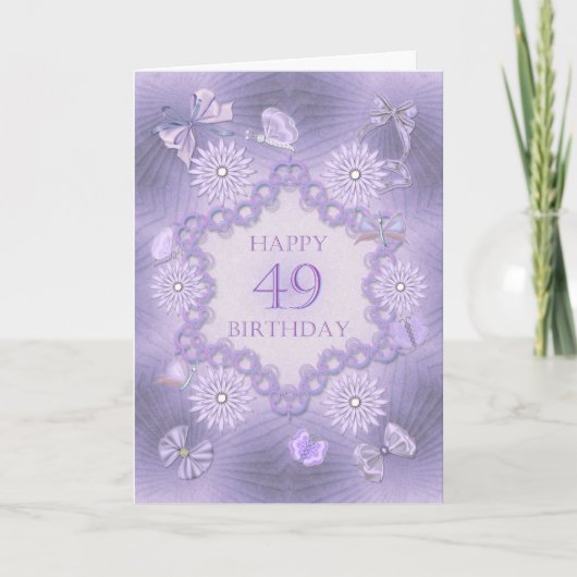 ラベンダーの花と49th誕生日カード カード (正面)