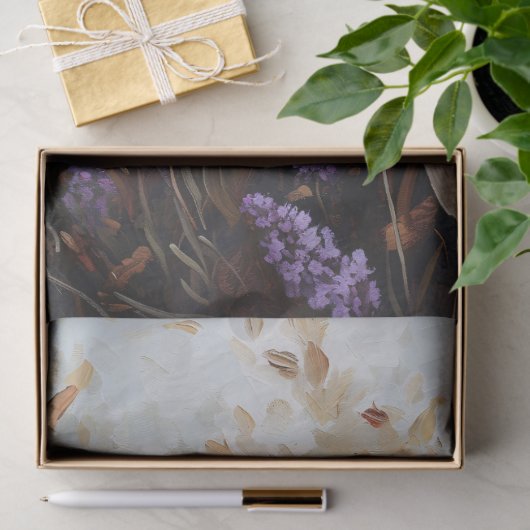 ラベンダーの花に覆われたフクロウが切り離す 薄葉紙 (ギフト)