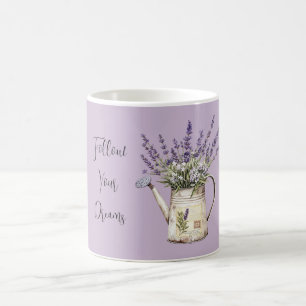 ラベンダーの花のじょうろ コーヒーマグカップ