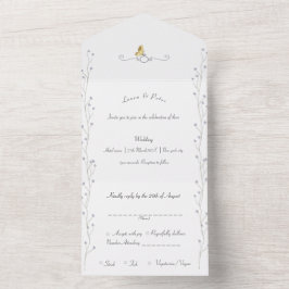 ラベンダーの花のウェディング招待状 オールインワン招待状