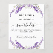 ラベンダーの花のウェディング・セーブ・ザ・デートカード (正面)