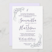 ラベンダーの花のエレガントで、ミニマルな結婚式の招待 招待状 (正面/裏面)
