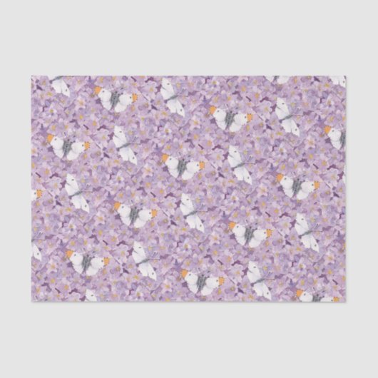 ラベンダーの花のオレンジ先端の蝶 薄葉紙 (正面)