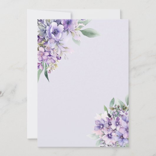 ラベンダーの花のキンセアニエラ招待状 招待状 (裏面)