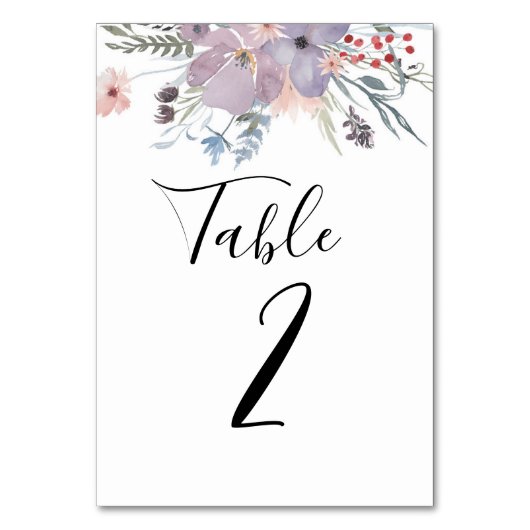 ラベンダーの花のテーブルナンバー。紫の結婚式 テーブルナンバー (正面)