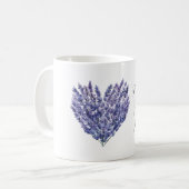 ラベンダーの花のハート コーヒーマグカップ (正面左)