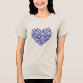ラベンダーの花のハート トライブレンドTシャツ (正面)