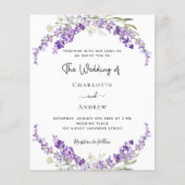 ラベンダーの花のバイオレットの結婚式招待状 (正面)