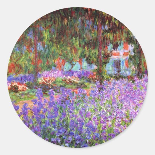 ラベンダーの花のフィールド， Claude Monet Stickers ラウンドシール (正面)