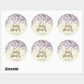 ラベンダーの花のベビーシャワーはステッカーを支持します ラウンドシール (シート)