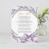 ラベンダーの花のリース フランス ゴールド ディナー メニュー 招待状 (スタンド正面)