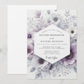 ラベンダーの花のロマンティックな結婚式 招待状 (正面/裏面)