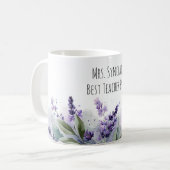 ラベンダーの花の先生への感謝の気持ち コーヒーマグカップ (正面左)
