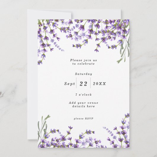 ラベンダーの花の写真の卒業のパーティの招待状 サンキューカード (裏面)