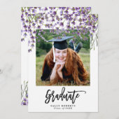 ラベンダーの花の写真の卒業のパーティの招待状 サンキューカード (正面/裏面)